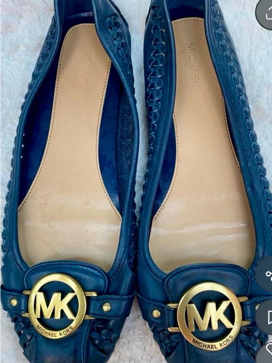 Michael Kors Shoes - Michael Kors Women's Navy MK Logo Leather Ballet Flats